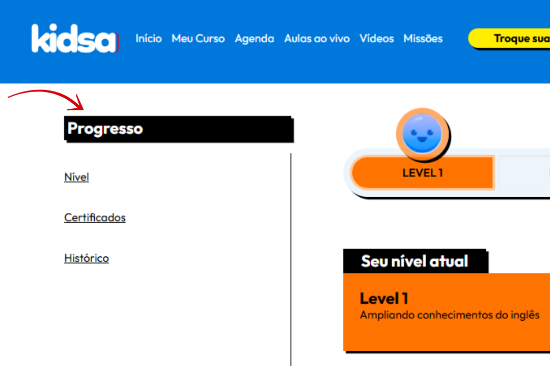 É possível acompanhar o histórico do aluno clicando nas opções disponíveis.