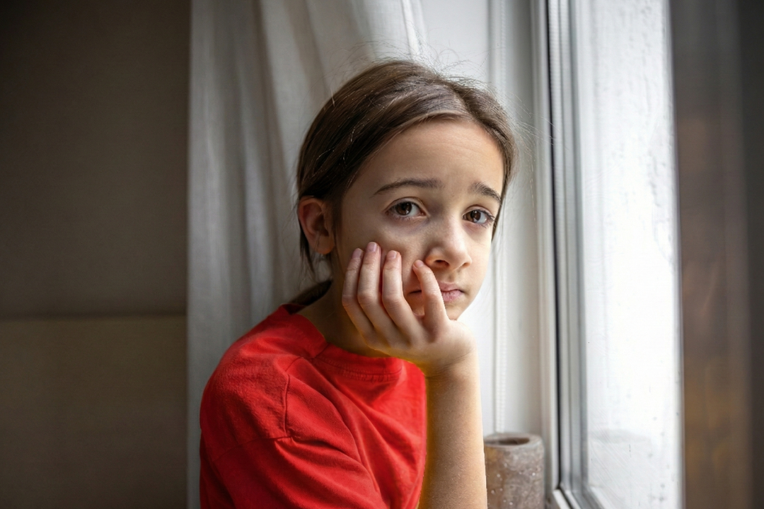 Menina ansiosa e pensativa. Crianças ansiosas e o inglês: como apoiar o aprendizado? Foto/Reprodução: Freepik.